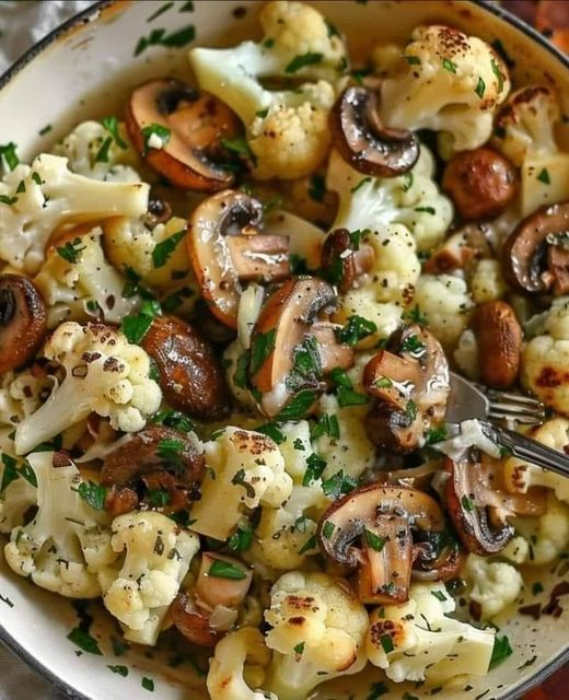 Garlic Mushrooms Cauliflower Skillet