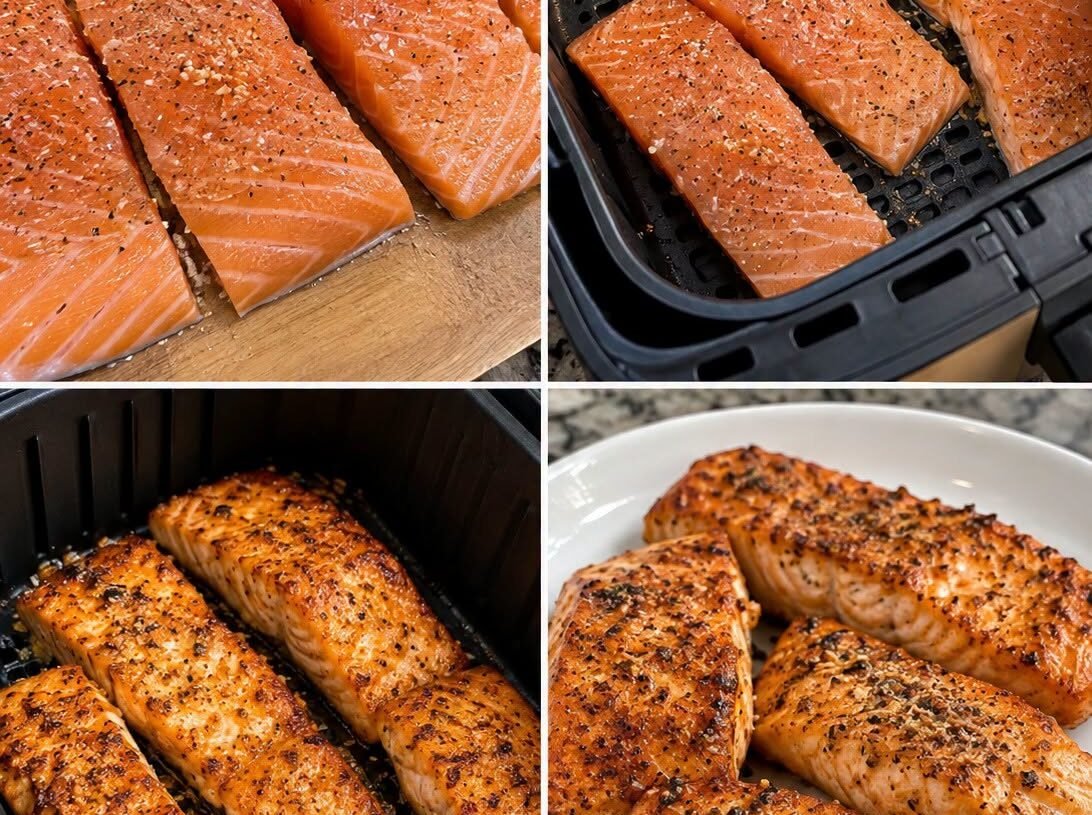 Crispy Garlic Butter Air Fryer Salmon (Low-Carb & Keto)