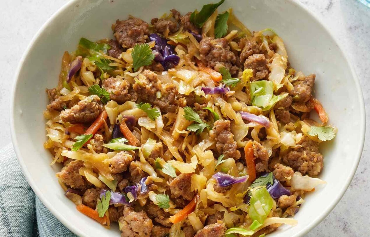 Homemade egg roll in a bowl