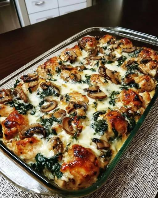 Chicken Spinach and Mushroom Low Carb Oven Dish  