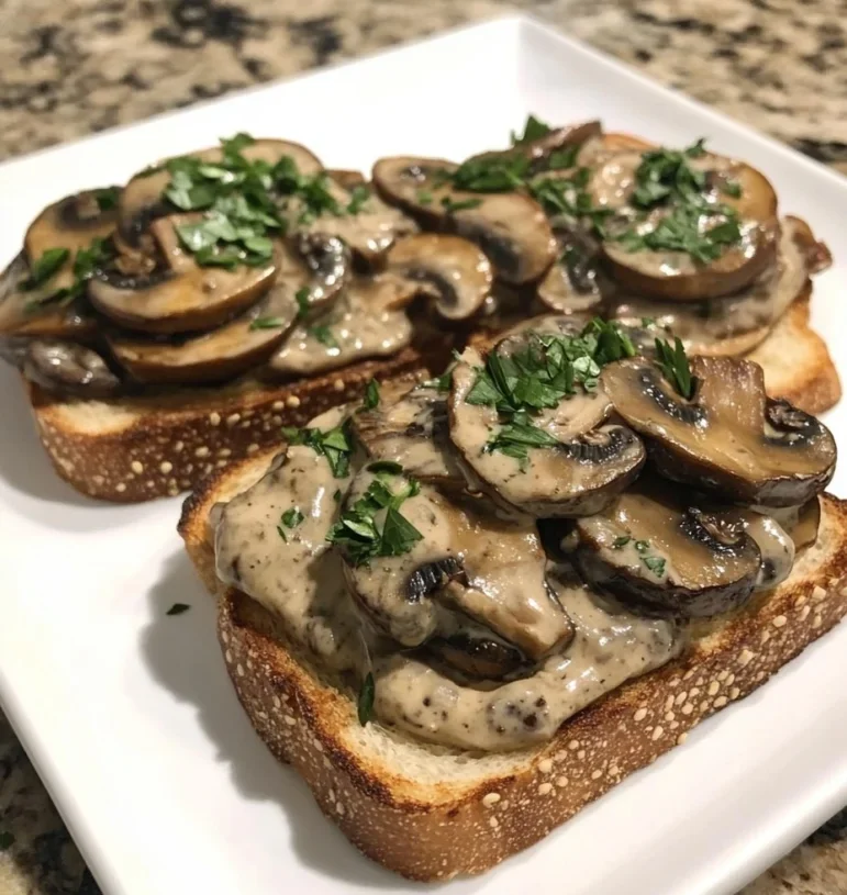 Vegan Creamy Mushroom Toasts