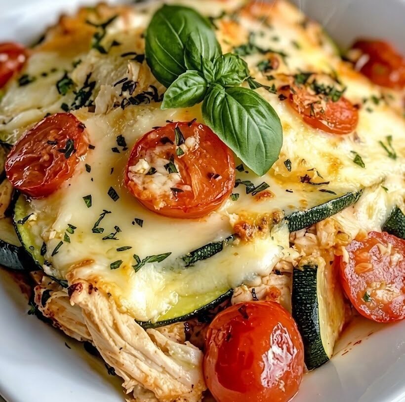High Protein Mediterranean Chicken Casserole with Zucchini