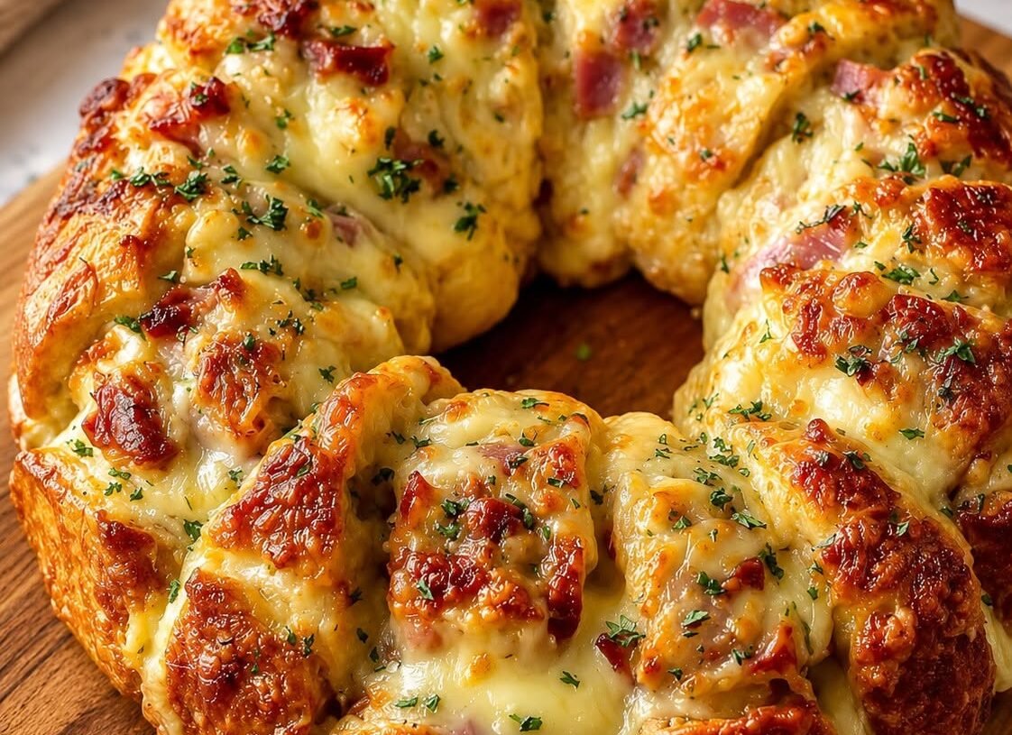 Low-Carb Ham and Cheese Pull-Apart Bread Ring (Keto Fathead Dough)