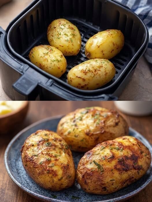 Crispy Air Fryer Baked Potato Recipe (Fluffy Inside in 40 Minutes)