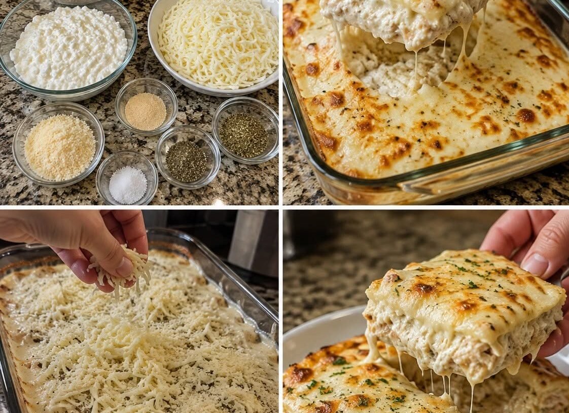 Cheesy High-Protein Chicken Lasagna with Light Alfredo Sauce