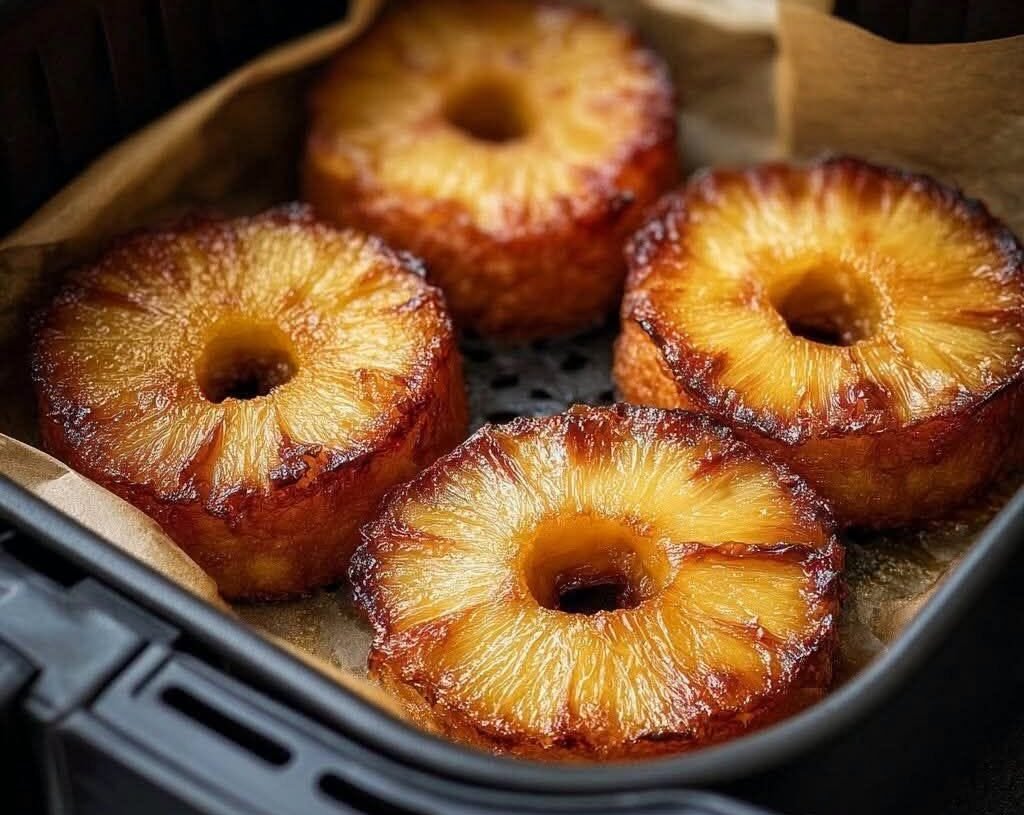 Crispy Air Fryer Pineapple Rings with Cinnamon Sugar