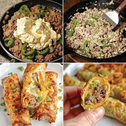 Crispy Philly Cheesesteak Wonton Rolls