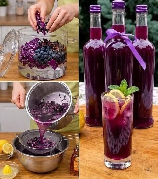 High-Protein Purple Cabbage and Blueberry Smoothie (Low-Carb Detox Drink)