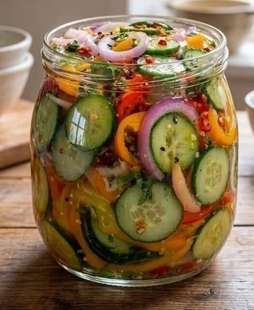 Low-Carb Anti-Inflammatory Pickled Cucumber, Onion and Pepper Salad