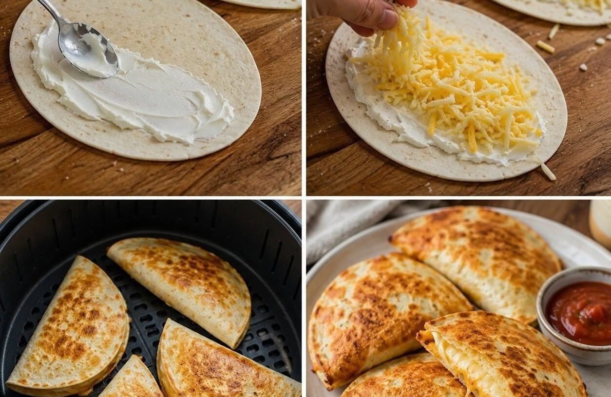 Easy Folded Air Fryer Cheese Quesadillas for Healthy Meal Prep