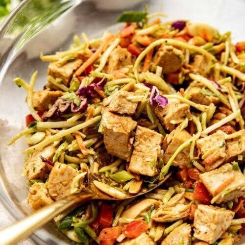 Keto-Friendly Crunchy Chicken Salad with Asian Slaw
