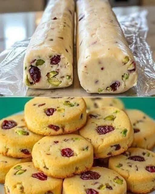 High-Protein Cranberry Pistachio Slice and Bake Cookies