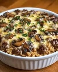 Easy Keto Mushroom Swiss Burger Bowl for Weight Loss